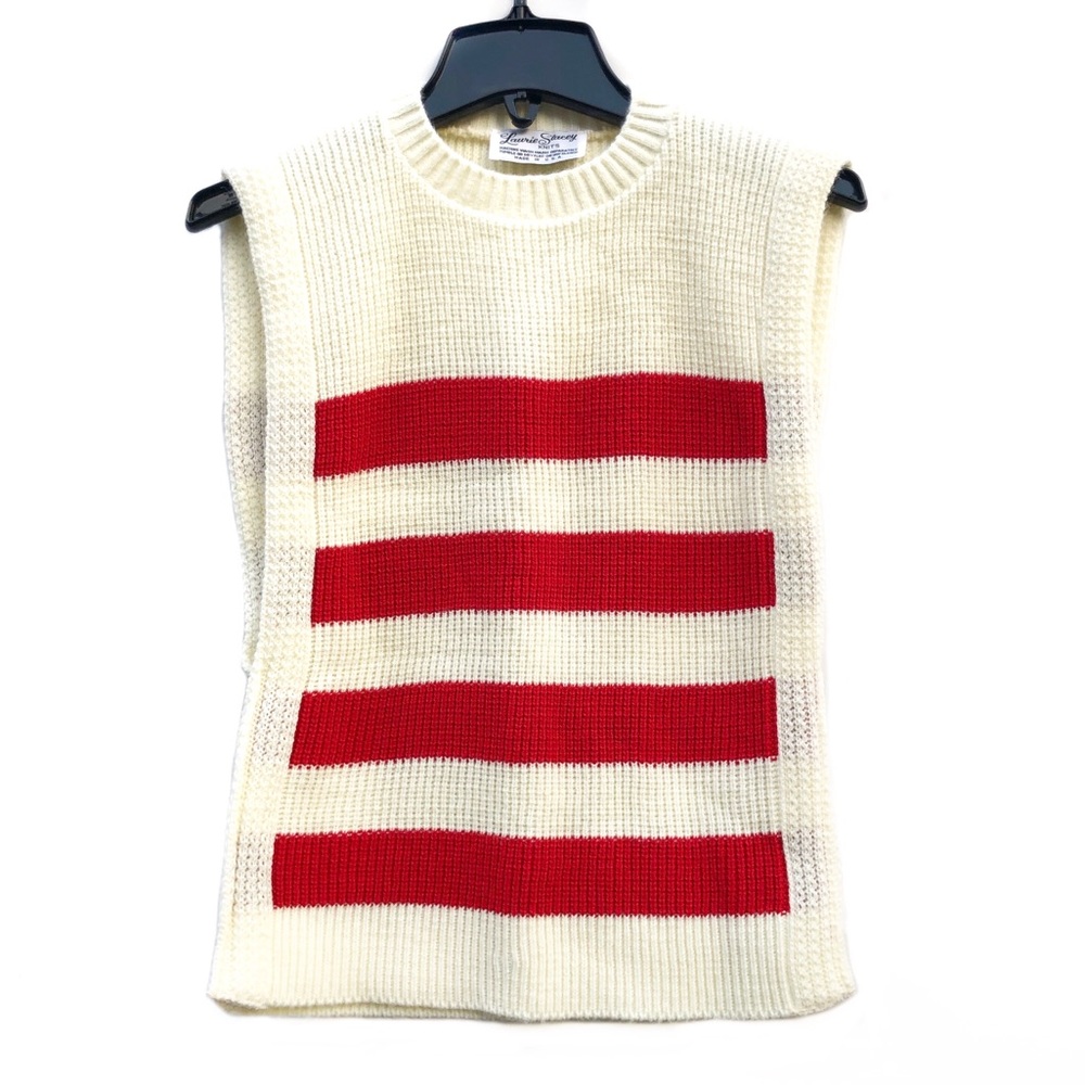 Laurie Stacey Sweater Striped Light Knit Sleeveless Pullover True VTG Like New